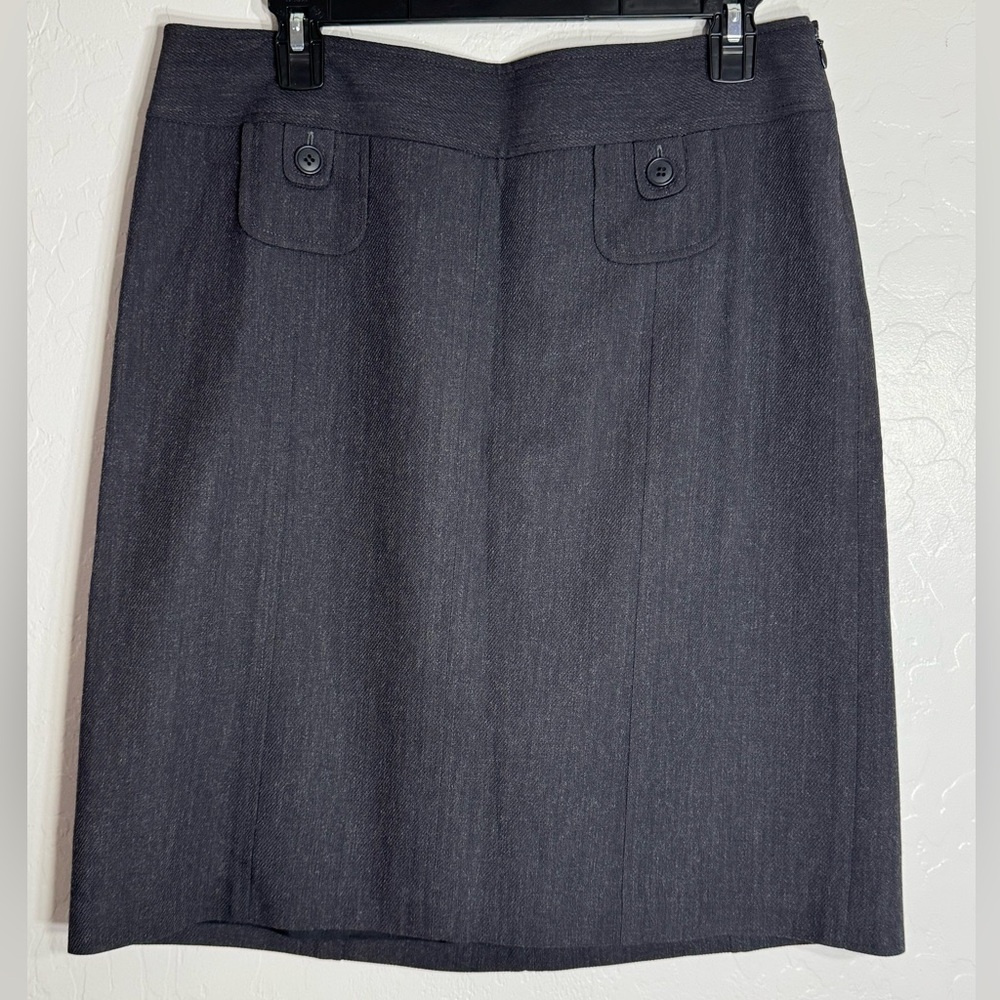 🧵 Ann‎ Taylor LOFT Gray Wool Blend Skirt Size 10 Lined Office Career Minimalist